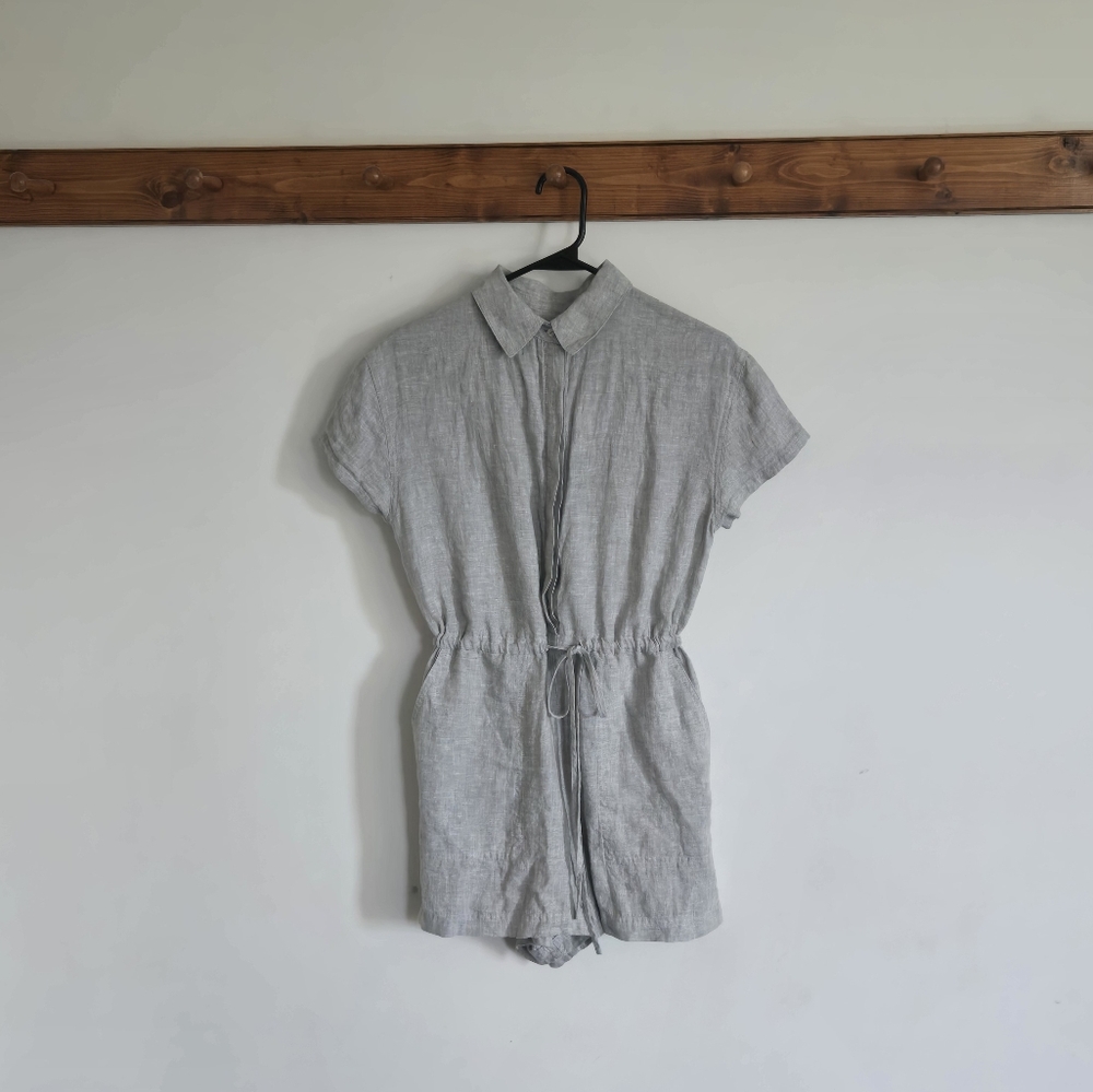 Gray/Green Short-Sleeve Romper